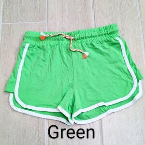 Kids' Soft Green Elastic-Waist Shorts with Braided Tassel Drawstring NWOT